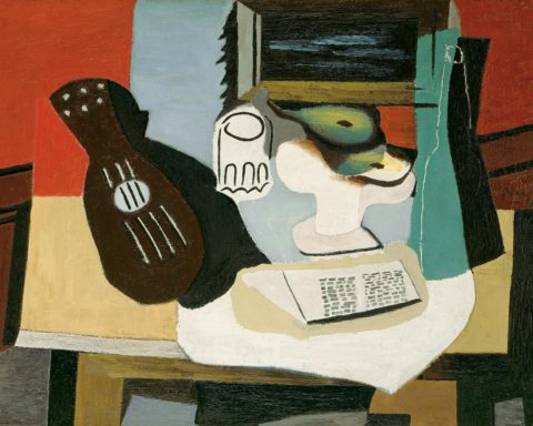 Pablo Oicasso: Guitare, verre et compotier avec fruits, 1924