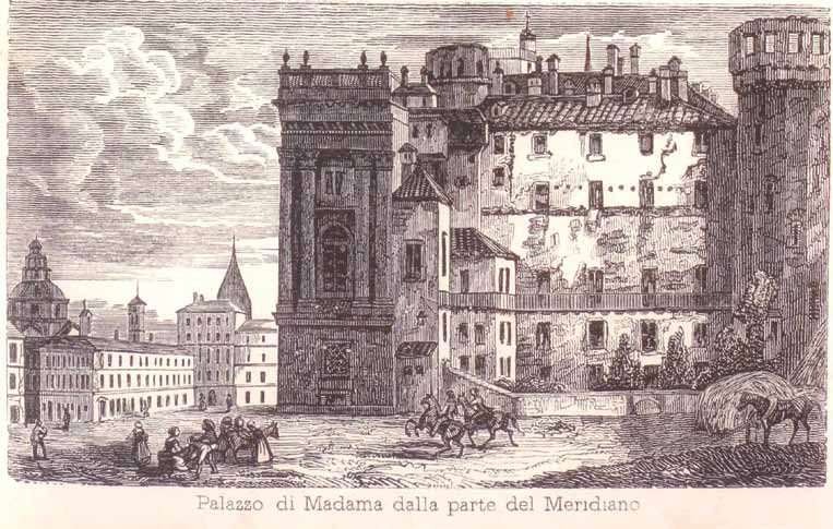nell'immagine: Palazzo di Madama dalla parte del Meridiano, incisione in acciaio