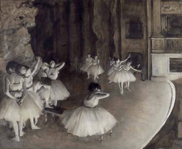 nell'immagine: “Prove di balletto in scena” degas