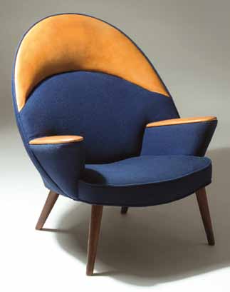 Hans J. Wegner “rare fauteuil Upholstered peacock” 1953-1955 circa