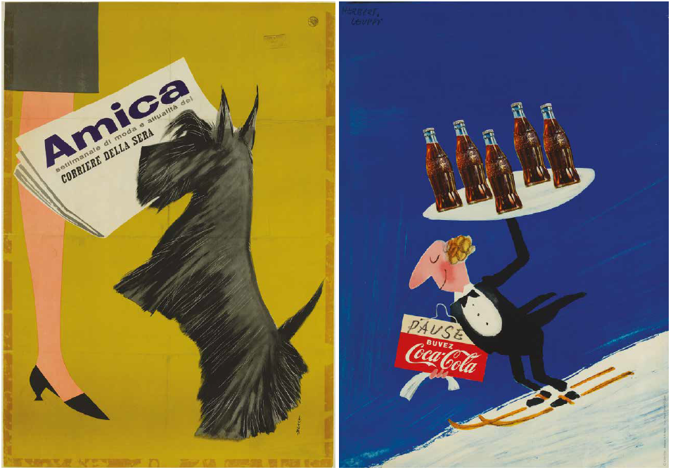 Benca (Carlo Benedetti), Amica, 1952; Herbert Leupin, Pause buvez Coca-cola, 1950-1962;